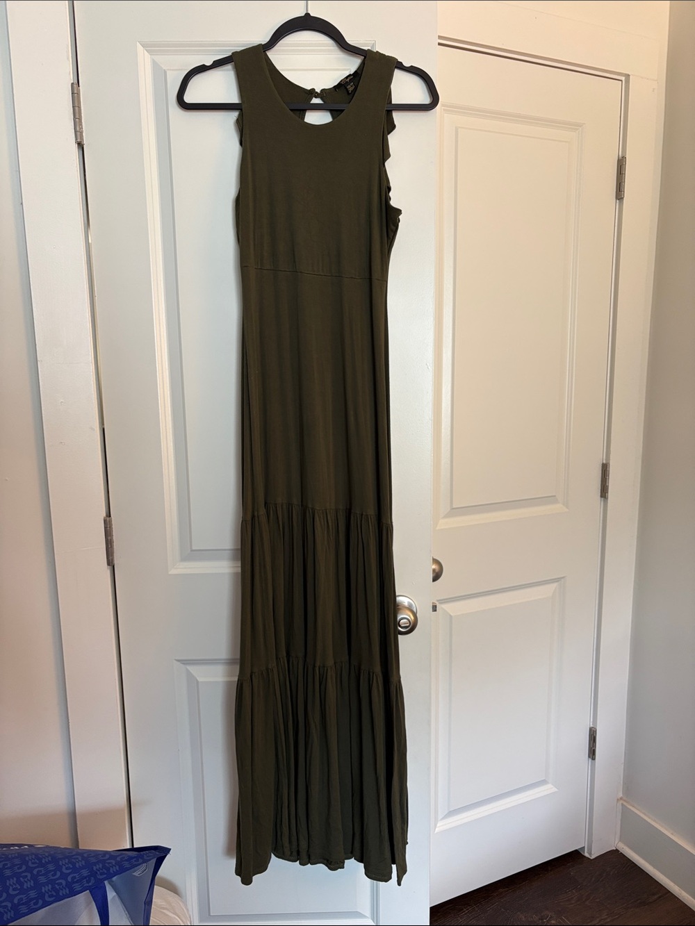 Cupio Olive Green Sleeveless Tiered Maxi Dress